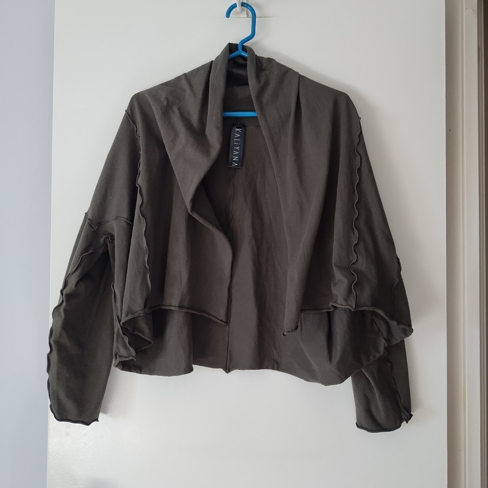 KALIYANA Olive Green Cotton Short Jacket 1